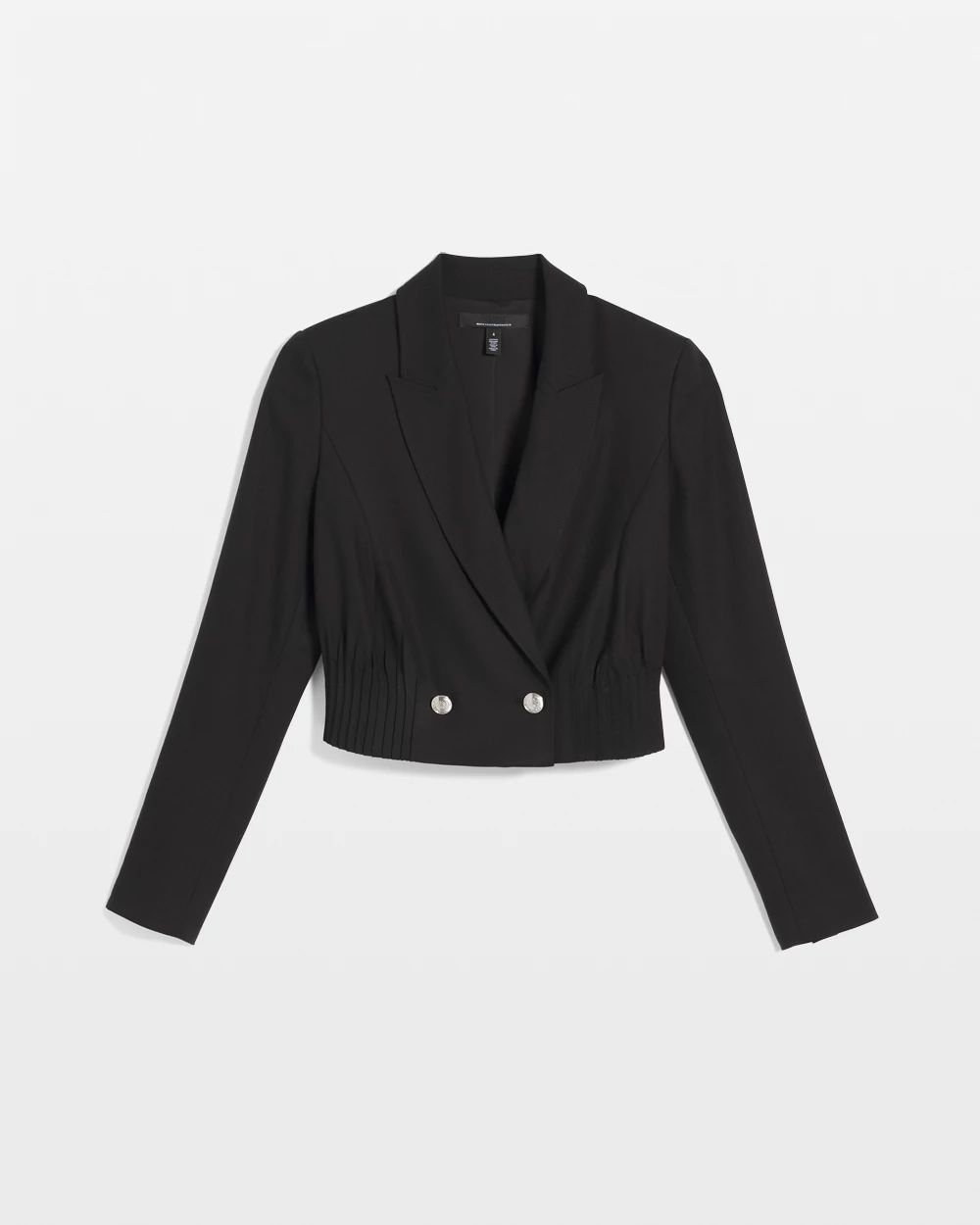 X-girl　DOUBLE-BREASTED CROPPED JACKET Leather Tab Detail Double Breasted Cropped Blazer | Karen Millen